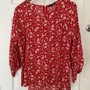 Papermoon Red Graphic 3/4 Sleeve Blouse